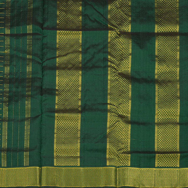 Hayagrivas Handloom Pure Kanjivaram Ten Yards Silk Saree in Lush Bottle Green KBD1944B5-1