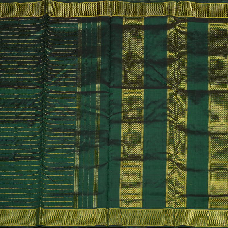 Hayagrivas Handloom Pure Kanjivaram Ten Yards Silk Saree in Lush Bottle Green KBD1944B5-1