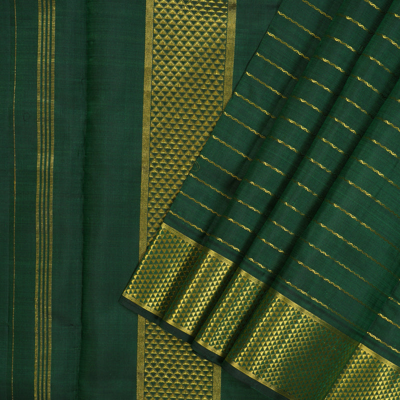 Hayagrivas Handloom Pure Kanjivaram Ten Yards Silk Saree in Lush Bottle Green KBD1944B5-1