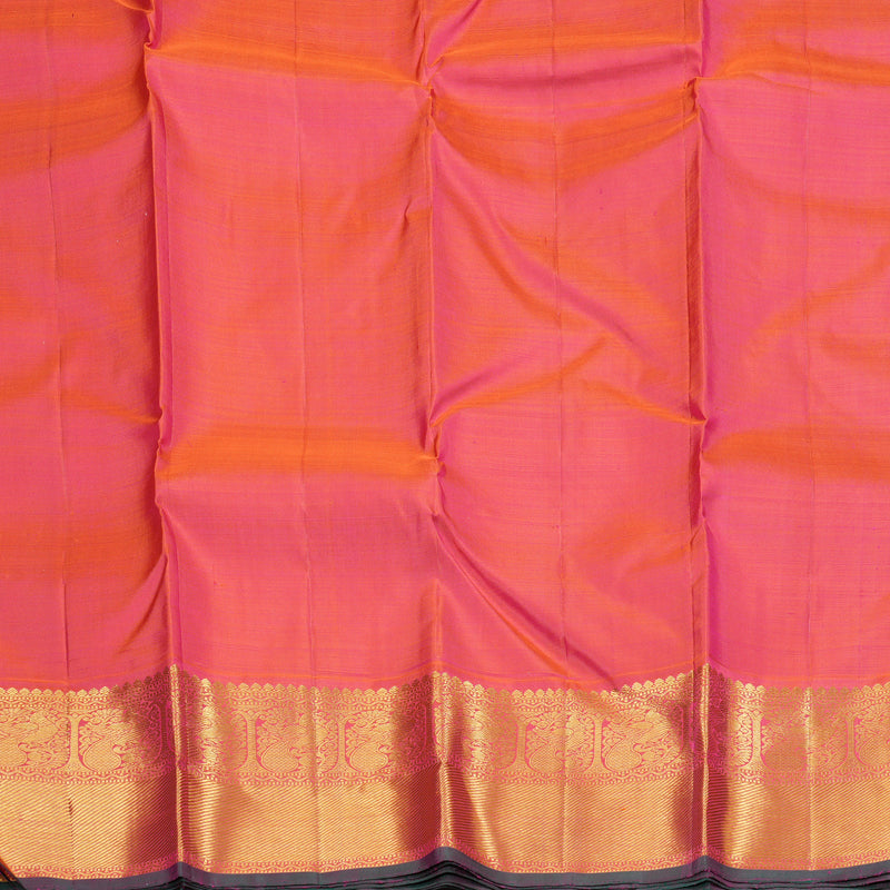 Hayagrivas Bottle Green Handloom Kanjivaram Silk Saree with Orangish Pink Border KBD1944B9-2
