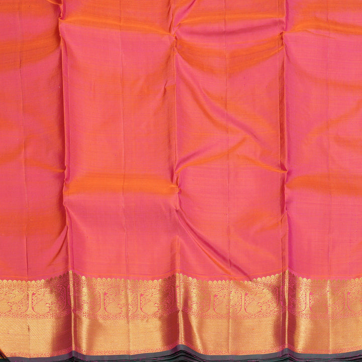 Hayagrivas Bottle Green Handloom Kanjivaram Silk Saree with Orangish Pink Border KBD1944B9-2