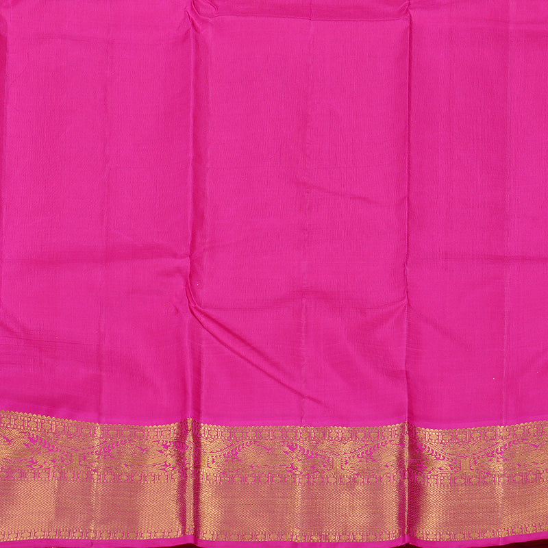 Hayagrivas Mango Yellow Handloom Kanjivaram Silk Saree with Pink Border KBD1946B7-1