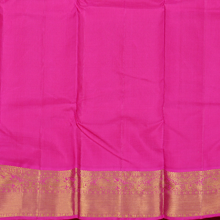 Hayagrivas Mango Yellow Handloom Kanjivaram Silk Saree with Pink Border KBD1946B7-1