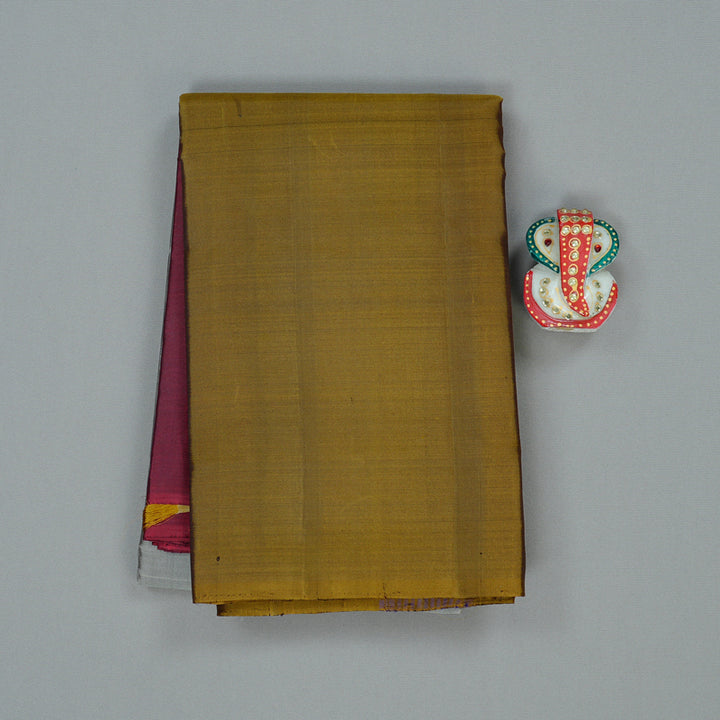 Hayagrivas Muppagam(Wine Maroon,Grey And Dark Fenugreek) Handloom Kanjivaram Silk Saree KBD1948B1-13