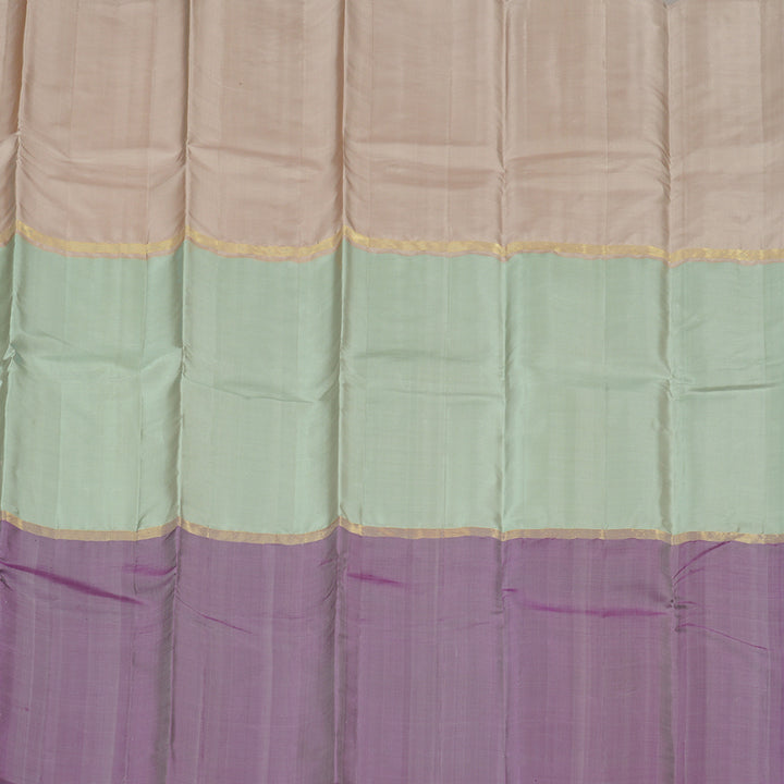 Hayagrivas Muppagam (Light Peach Pink,Silver Grey And Purple) Handloom Kanjivaram Silk Saree KBD1948B1-15