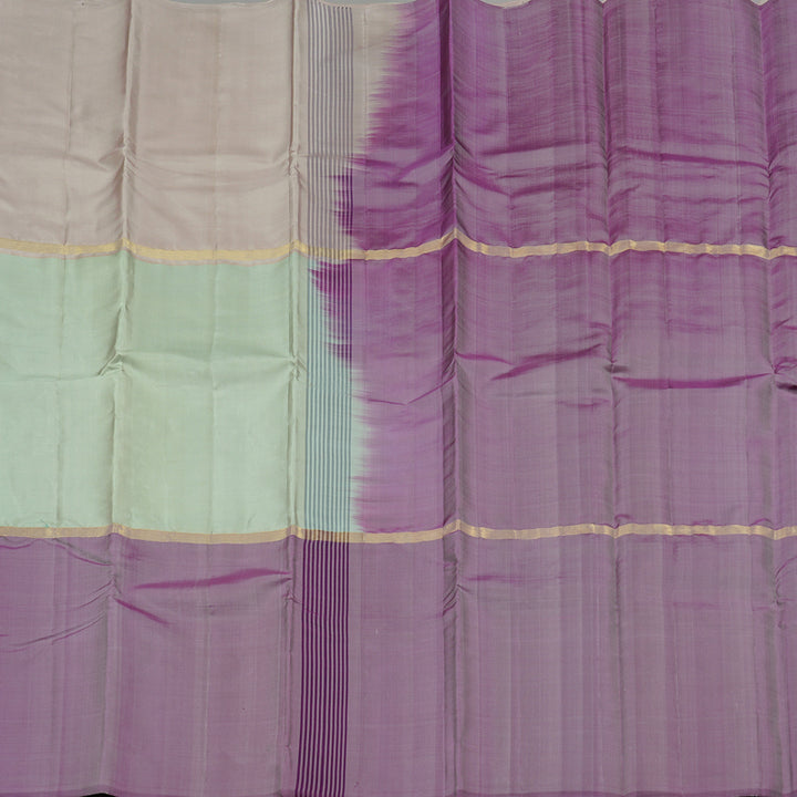 Hayagrivas Muppagam (Light Peach Pink,Silver Grey And Purple) Handloom Kanjivaram Silk Saree KBD1948B1-15