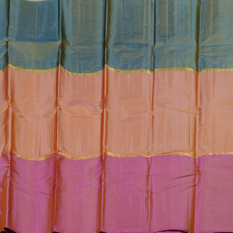 Hayagrivas Muppagam (Sea Blue,Peach Pink And Pink) Handloom Kanjivaram Silk Saree KBD1948B1-18
