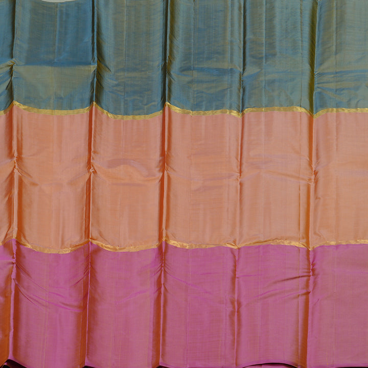 Hayagrivas Muppagam (Sea Blue,Peach Pink And Pink) Handloom Kanjivaram Silk Saree KBD1948B1-18