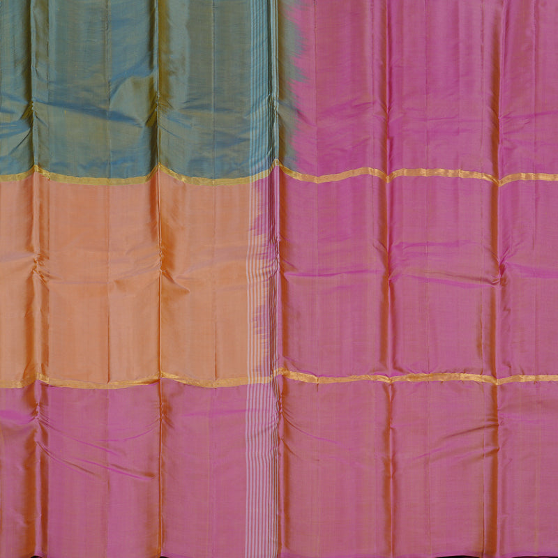 Hayagrivas Muppagam (Sea Blue,Peach Pink And Pink) Handloom Kanjivaram Silk Saree KBD1948B1-18