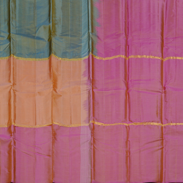 Hayagrivas Muppagam (Sea Blue,Peach Pink And Pink) Handloom Kanjivaram Silk Saree KBD1948B1-18