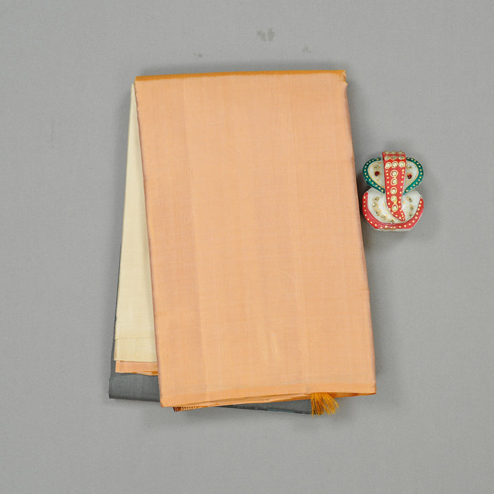 Hayagrivas Muppagam (Half White,Black And Sandal) Handloom Kanjivaram Silk Saree KBD1948B1-19