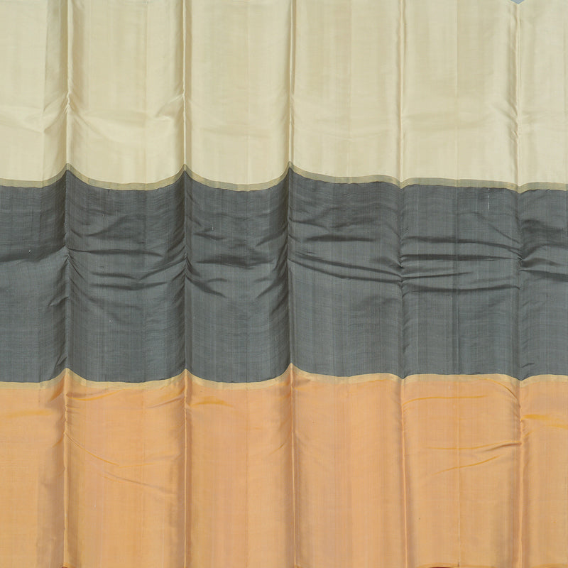 Hayagrivas Muppagam (Half White,Black And Sandal) Handloom Kanjivaram Silk Saree KBD1948B1-19