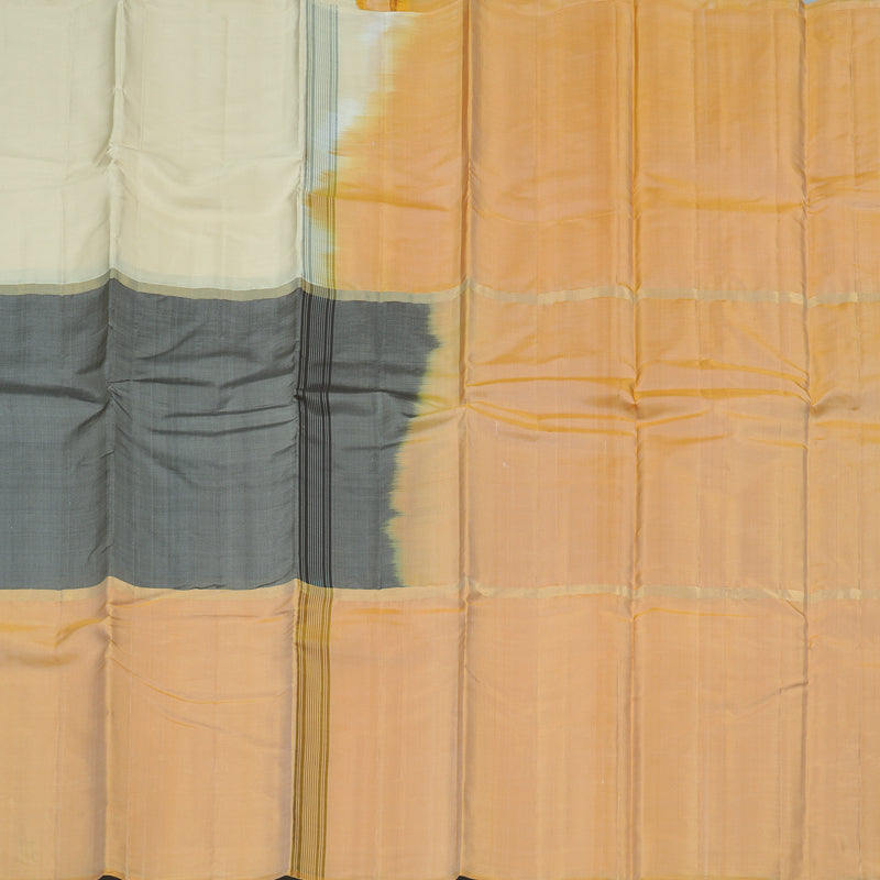 Hayagrivas Muppagam (Half White,Black And Sandal) Handloom Kanjivaram Silk Saree KBD1948B1-19