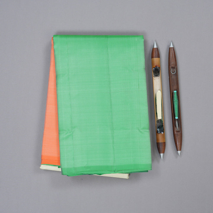 Hayagrivas Handloom Kanjivaram Silk Saree in Cheerful Muppagam (Orange White And Light Green) KBD1948B1-4