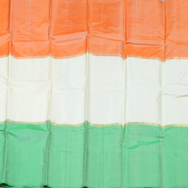 Hayagrivas Handloom Kanjivaram Silk Saree in Cheerful Muppagam (Orange White And Light Green) KBD1948B1-4