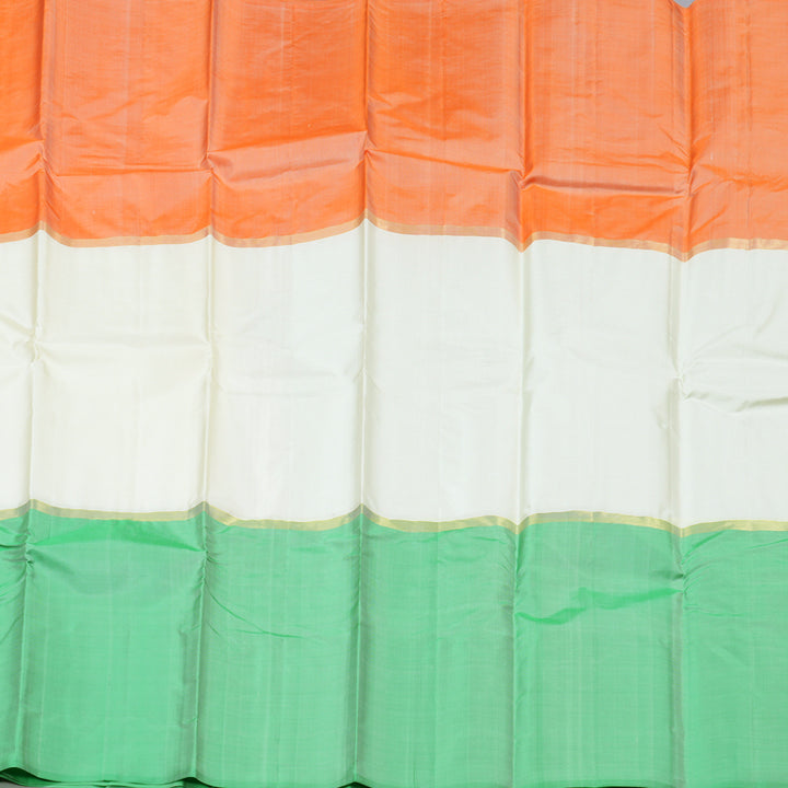 Hayagrivas Handloom Kanjivaram Silk Saree in Cheerful Muppagam (Orange White And Light Green) KBD1948B1-4