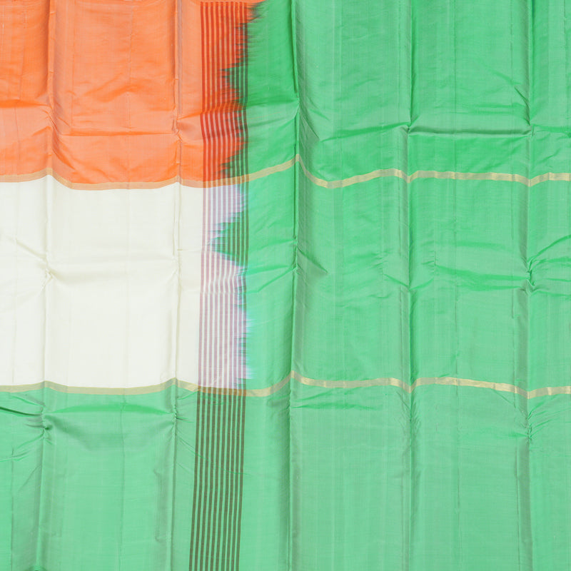 Hayagrivas Handloom Kanjivaram Silk Saree in Cheerful Muppagam (Orange White And Light Green) KBD1948B1-4
