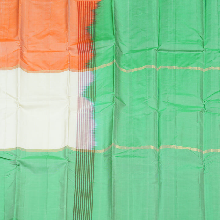Hayagrivas Handloom Kanjivaram Silk Saree in Cheerful Muppagam (Orange White And Light Green) KBD1948B1-4