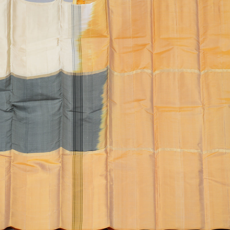 Hayagrivas Handloom Kanjivaram Silk Saree in Ethereal Bubagam (Mustard Yellow, White, and Grey) KBD1948B1-5