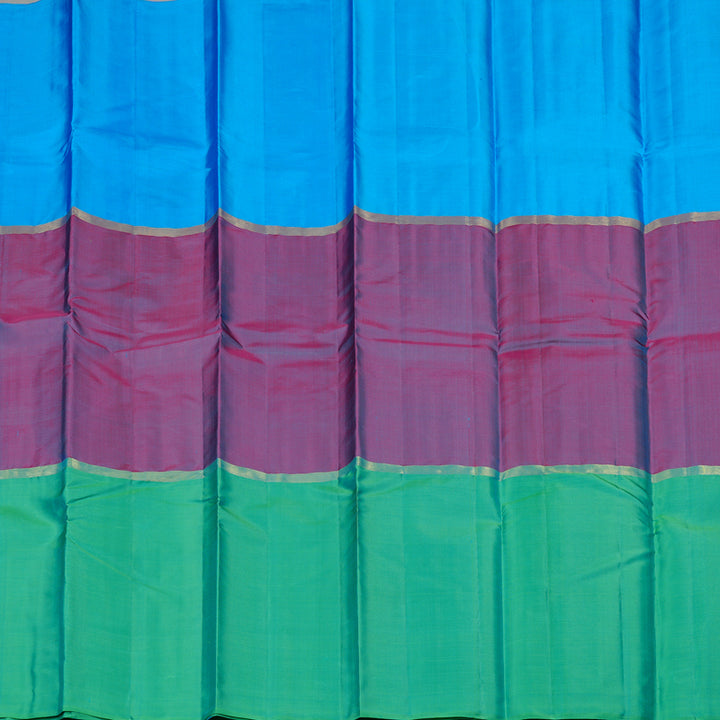 Hayagrivas Mubagam (Sky Blue,Purple And Sea Green) Handloom Kanjivaram Silk Saree KBD1948B1-7
