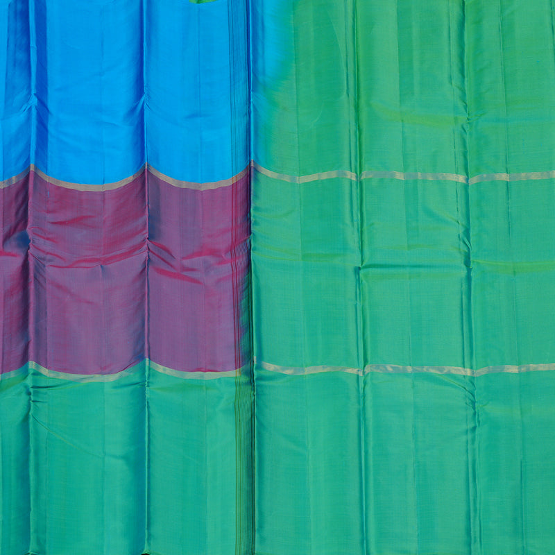Hayagrivas Mubagam (Sky Blue,Purple And Sea Green) Handloom Kanjivaram Silk Saree KBD1948B1-7