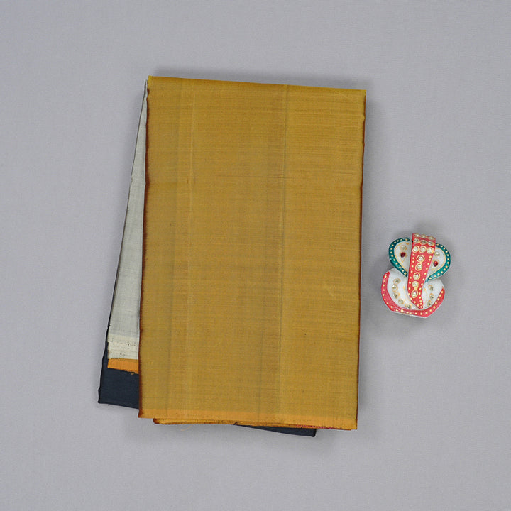 Hayagrivas Mubagam(Grey,Black And Honey Mustard) Handloom Kanjivaram Silk Saree with Honey Mustard Border KBD1948B1-8