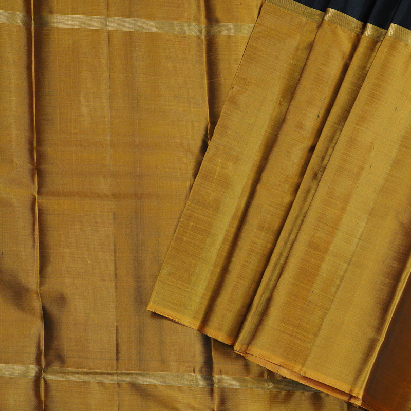 Hayagrivas Mubagam(Grey,Black And Honey Mustard) Handloom Kanjivaram Silk Saree with Honey Mustard Border KBD1948B1-8