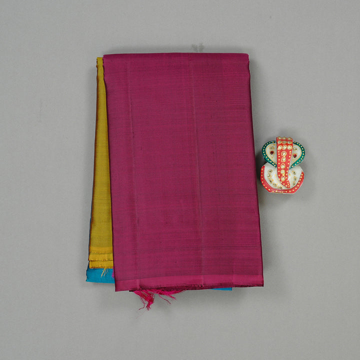 Hayagrivas Muppagam (Dark Fenugreek,Sky Blue And Purple) Handloom Kanjivaram Silk Saree KBD1948B1-9