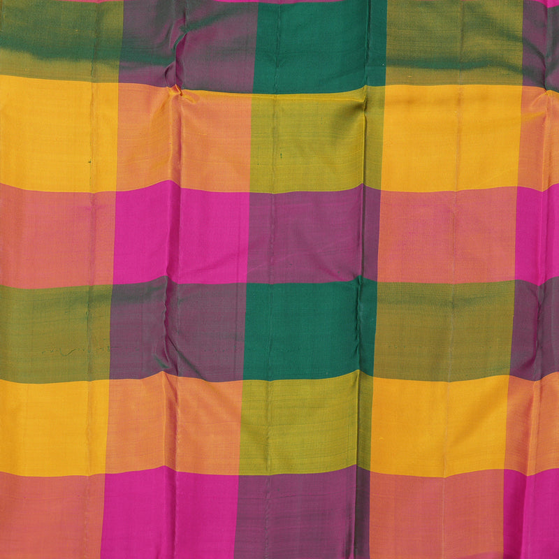 Hayagrivas Handloom Kanjivaram Silk Saree in Regal Black and Multicolor Checks KBD1948B2-5