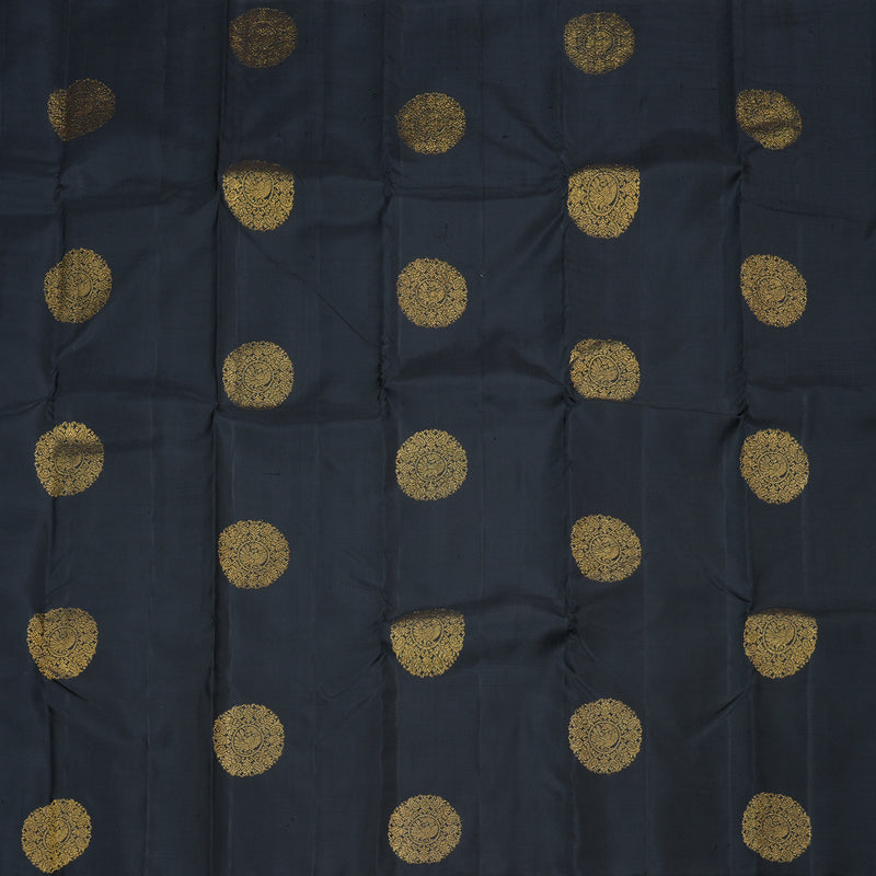 Hayagrivas Handloom Kanjivaram Silk Saree in Regal Black and Multicolor Checks KBD1948B2-5