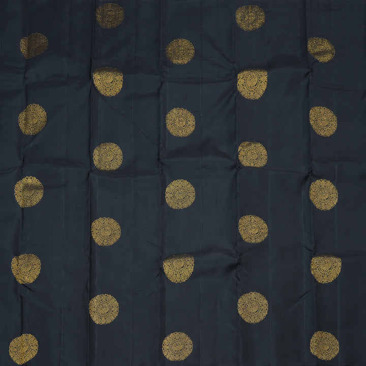 Hayagrivas Handloom Kanjivaram Silk Saree in Regal Black and Multicolor Checks KBD1948B2-5