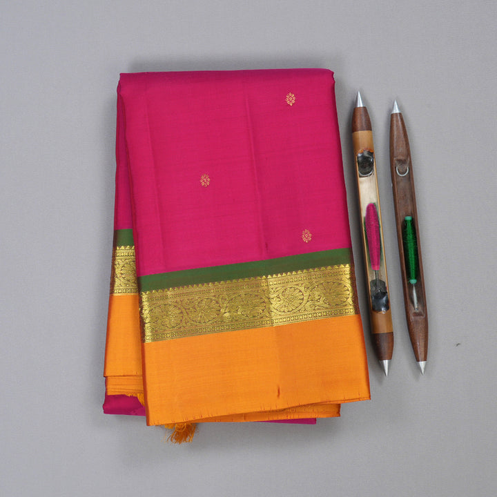 Hayagrivas Pink Handloom Kanjivaram Silk Saree with Honey Mustard Border KBD1948B3-2