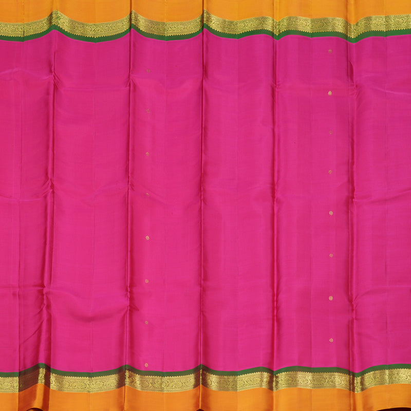 Hayagrivas Pink Handloom Kanjivaram Silk Saree with Honey Mustard Border KBD1948B3-2