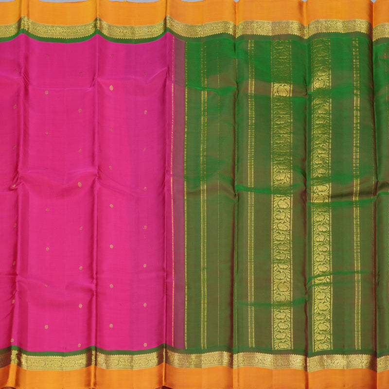 Hayagrivas Pink Handloom Kanjivaram Silk Saree with Honey Mustard Border KBD1948B3-2