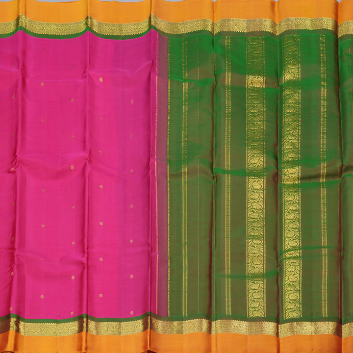 Hayagrivas Pink Handloom Kanjivaram Silk Saree with Honey Mustard Border KBD1948B3-2