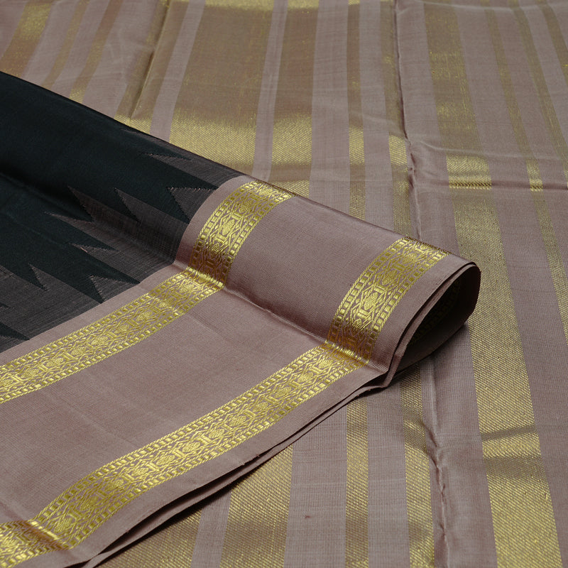 Hayagrivas Black Handloom Kanjivaram Silk Saree with Chocolate Brown Border KBD1949B2-2