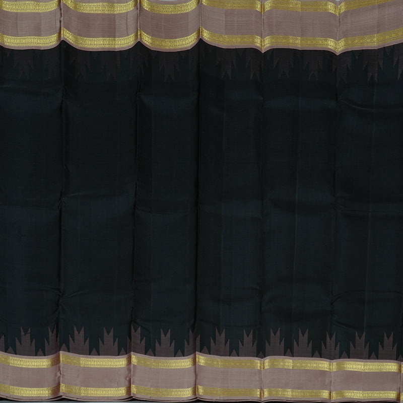 Hayagrivas Black Handloom Kanjivaram Silk Saree with Chocolate Brown Border KBD1949B2-2