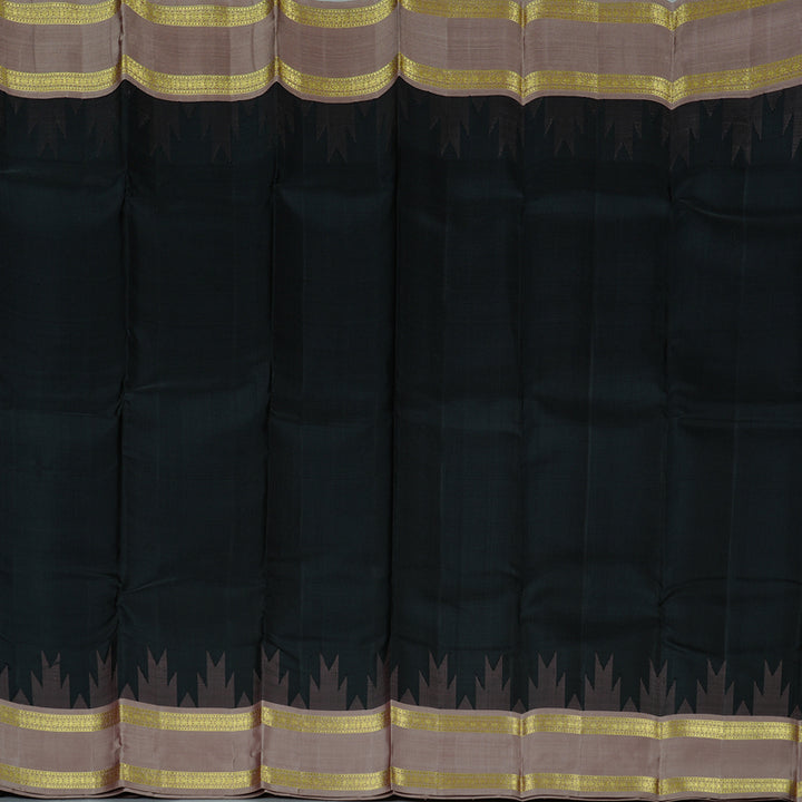Hayagrivas Black Handloom Kanjivaram Silk Saree with Chocolate Brown Border KBD1949B2-2