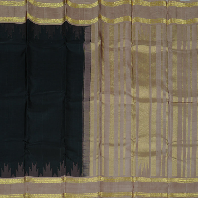 Hayagrivas Black Handloom Kanjivaram Silk Saree with Chocolate Brown Border KBD1949B2-2