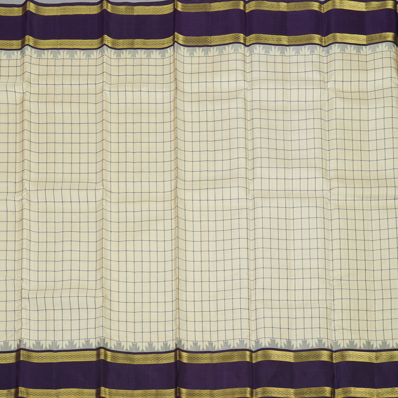 Hayagrivas Handloom Half White Kanjivaram Silk Saree with Nagapazham Border KBD1949B3-1