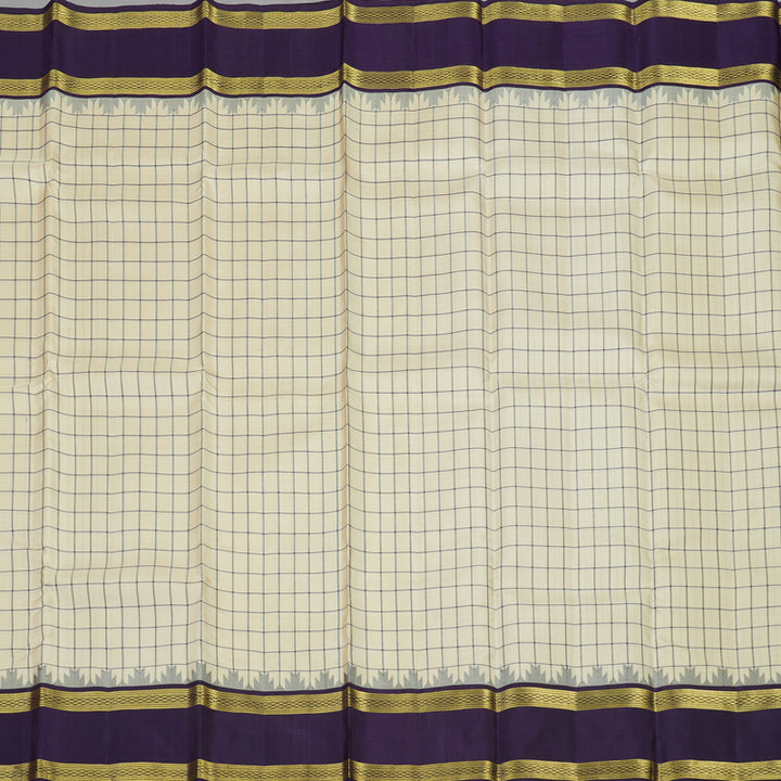 Hayagrivas Handloom Half White Kanjivaram Silk Saree with Nagapazham Border KBD1949B3-1