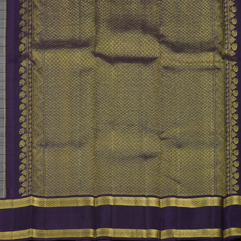 Hayagrivas Handloom Half White Kanjivaram Silk Saree with Nagapazham Border KBD1949B3-1