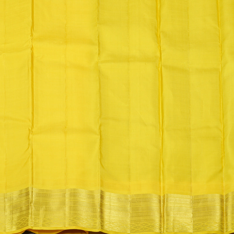 Hayagrivas Silver Grey Handloom Kanjivaram Silk Saree with Yellow Border KBD1949B3-2