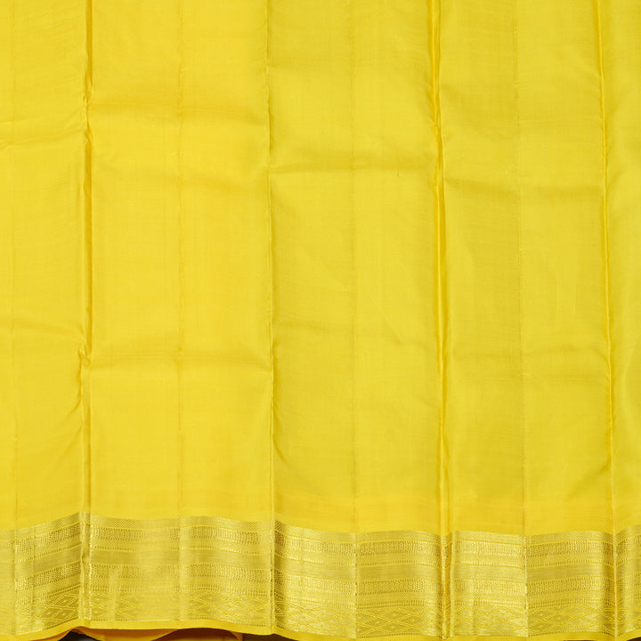 Hayagrivas Silver Grey Handloom Kanjivaram Silk Saree with Yellow Border KBD1949B3-2