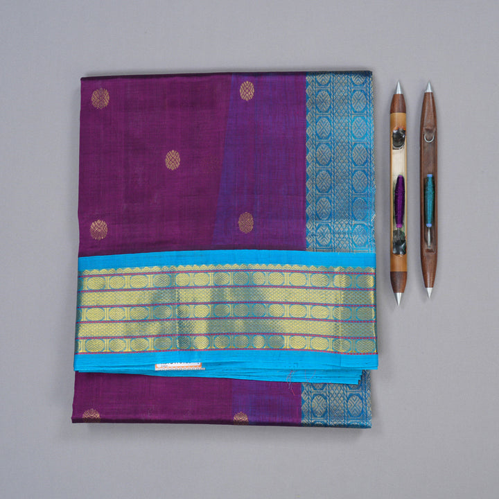 Hayagrivas Handloom Silk Cotton Saree in Majestic Dark Purple KBD1950B1-3