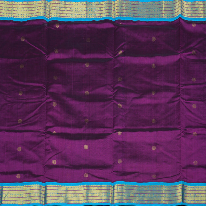 Hayagrivas Handloom Silk Cotton Saree in Majestic Dark Purple KBD1950B1-3