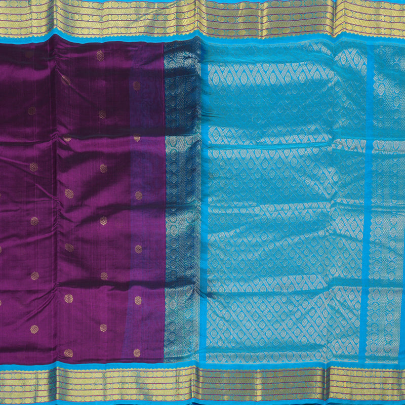 Hayagrivas Handloom Silk Cotton Saree in Majestic Dark Purple KBD1950B1-3