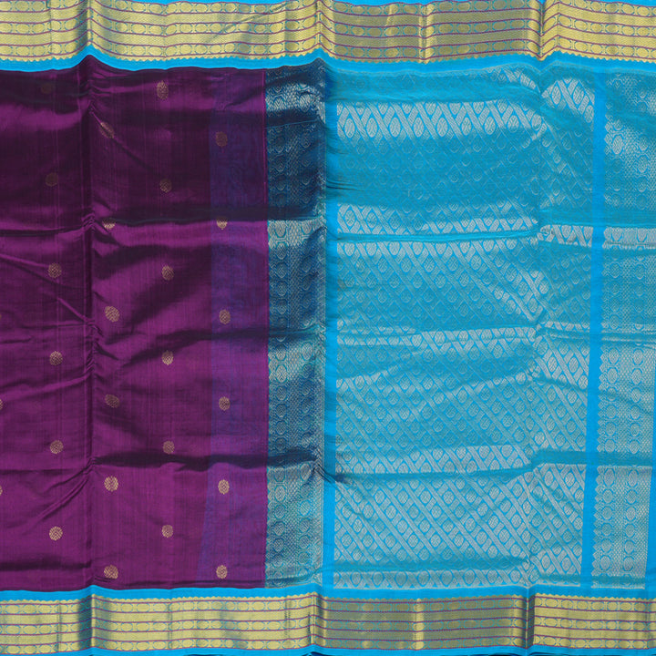 Hayagrivas Handloom Silk Cotton Saree in Majestic Dark Purple KBD1950B1-3