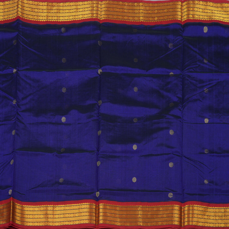 Hayagrivas Handloom silk cotton saree in Blue with maroon KBD1951B1-10