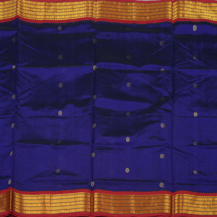 Hayagrivas Handloom silk cotton saree in Blue with maroon KBD1951B1-10
